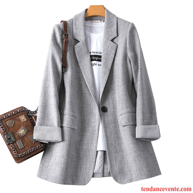 Blazer Femme Costume Printemps Baggy Légère Pardessus Une Veste Rouge Gris