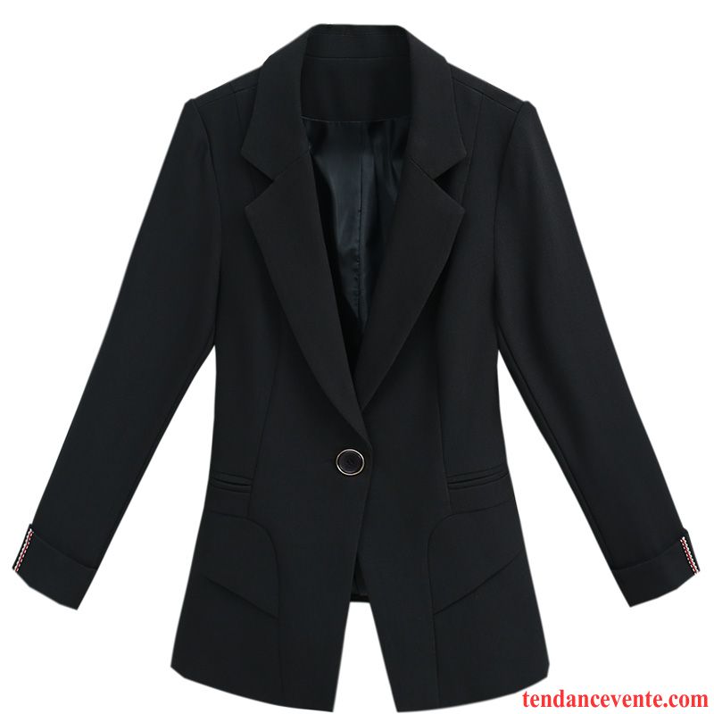 Blazer Femme Court Tempérament Costume Dame Pardessus Printemps Noir