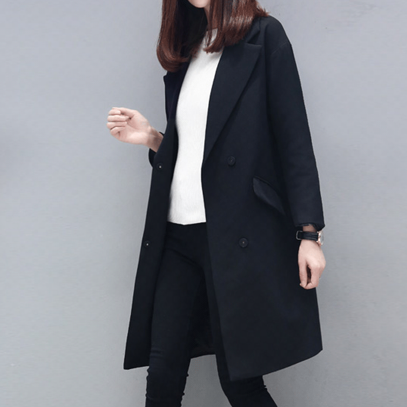 Blazer Femme Courte Cintrée Décontractée Blazer L'automne Longue Longues Pardessus Tendance Hiver Femme Slim Brun