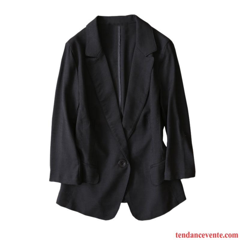 Blazer Femme Courte Pardessus Printemps Légère Slim Décontractée Noir