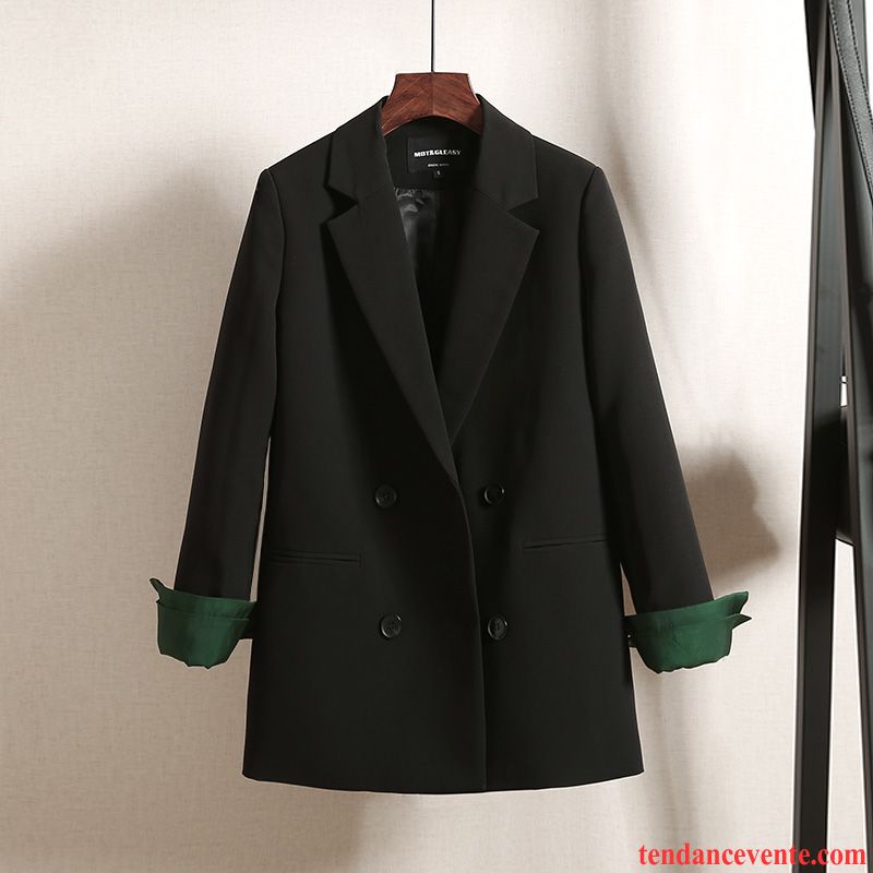 Blazer Femme Décontractée L'automne Pardessus Baggy Une Veste Costume Vert Foncé Noir Rouge