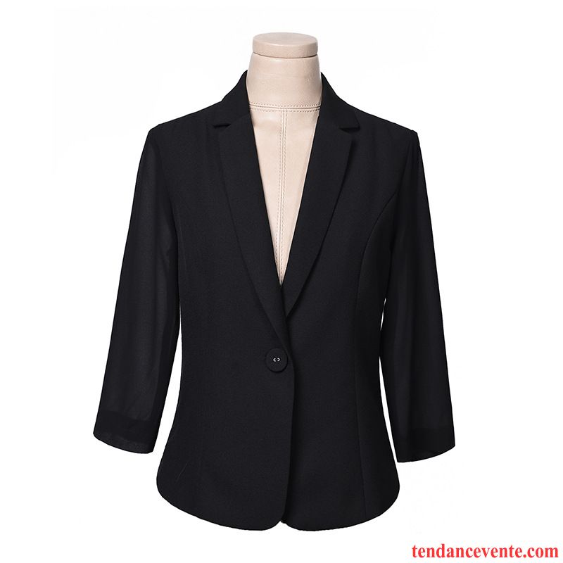 Blazer Femme Légère Pardessus L'automne Costume Été Smoking Noir