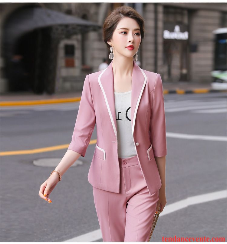 Blazer Femme Mode Pardessus Décontractée Tempérament Printemps Ensemble Rose