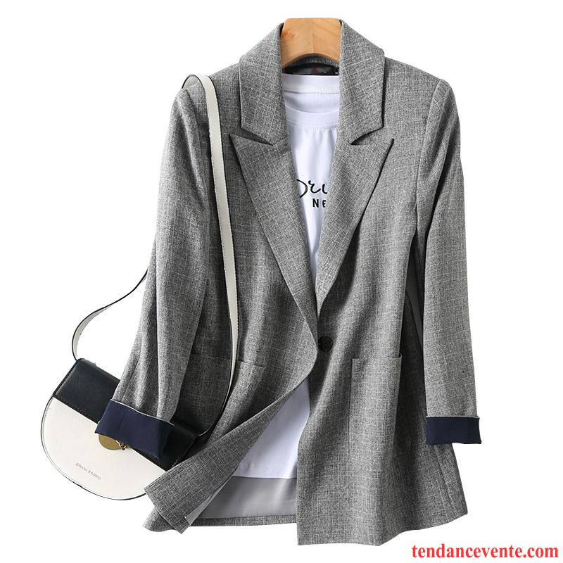 Blazer Femme Pardessus Décontractée Britanique Baggy Printemps Rouge Gris Clair