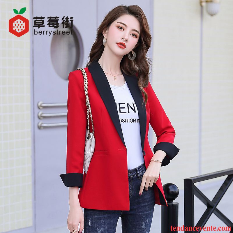 Blazer Femme Pardessus Slim Mode Tous Les Assortis Printemps Rouge