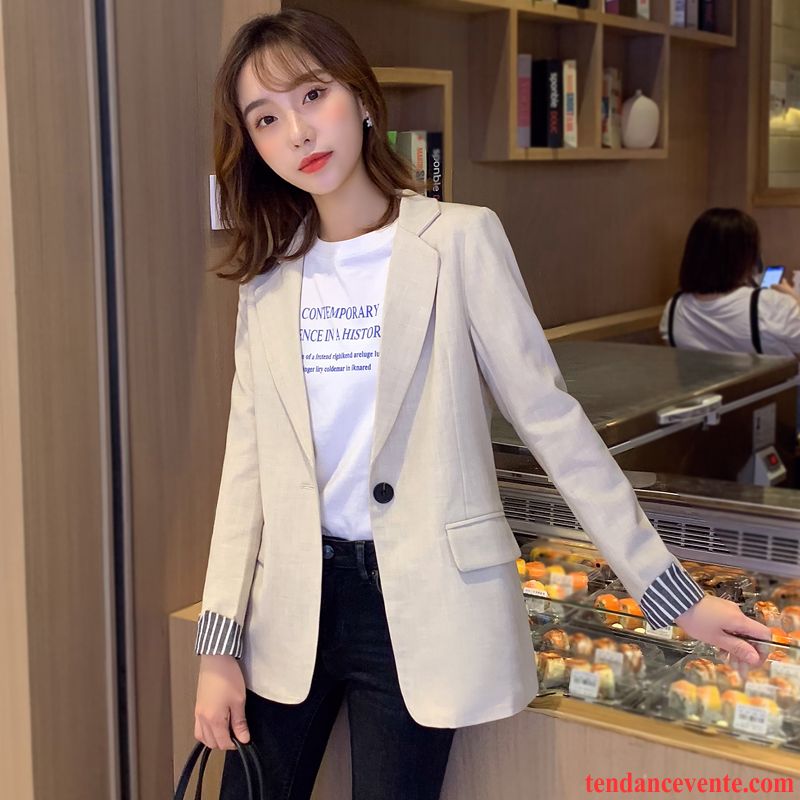 Blazer Femme Pardessus Une Veste Baggy Slim Printemps Décontractée Blanc Rouge