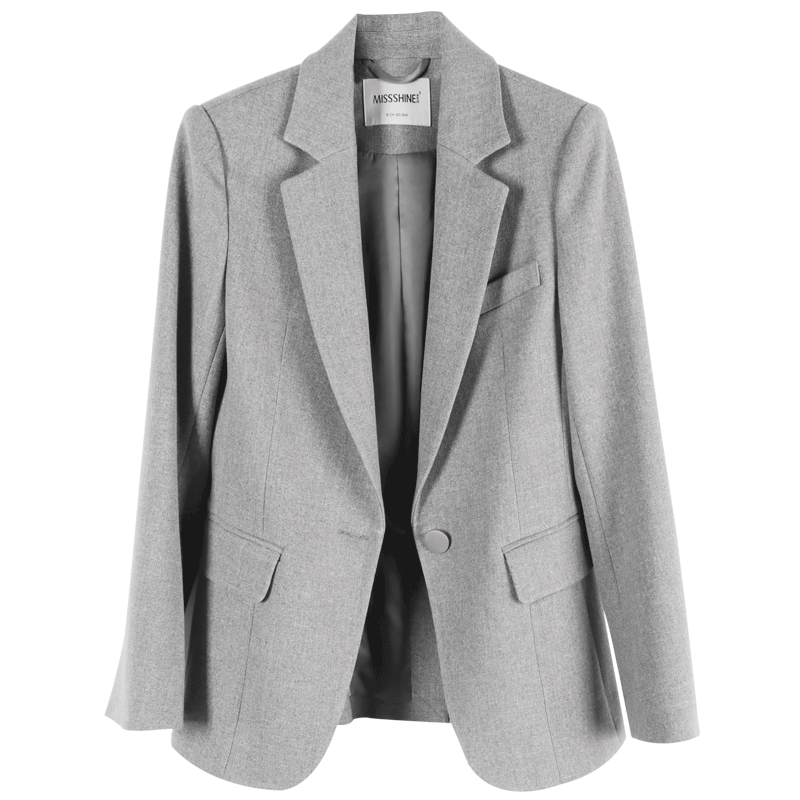 Blazer Femme Professionnel Tempérament L'automne Mode Pardessus Élégant Gris