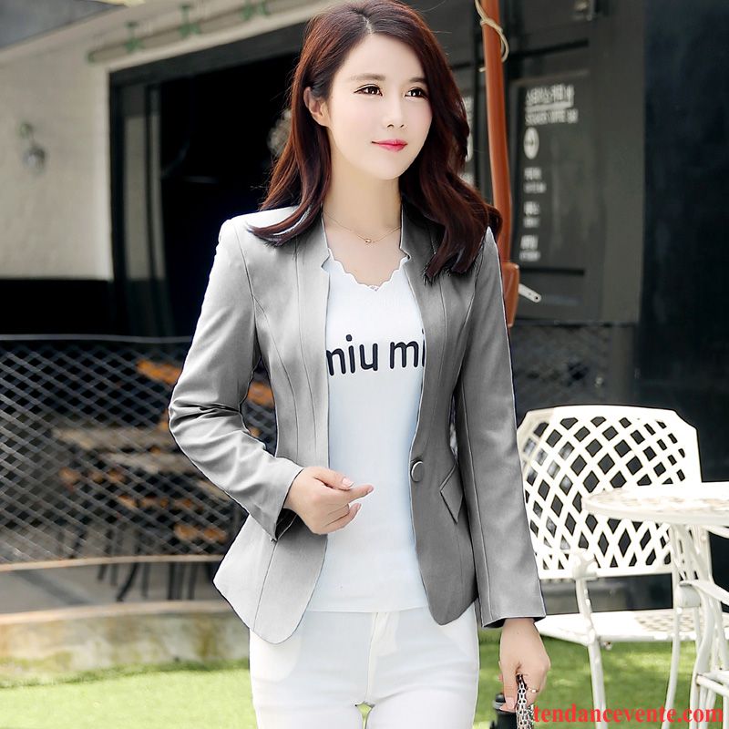 Blazer Femme Rose L'automne Longues Pardessus Une Veste Dame Courte Blazer Slim Femme Blanc Pas Cher