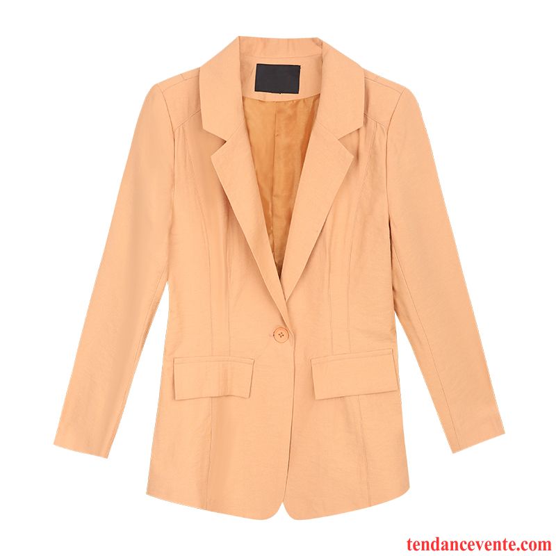 Blazer Femme Slim Une Veste Court Tendance Tous Les Assortis Dame Jaune