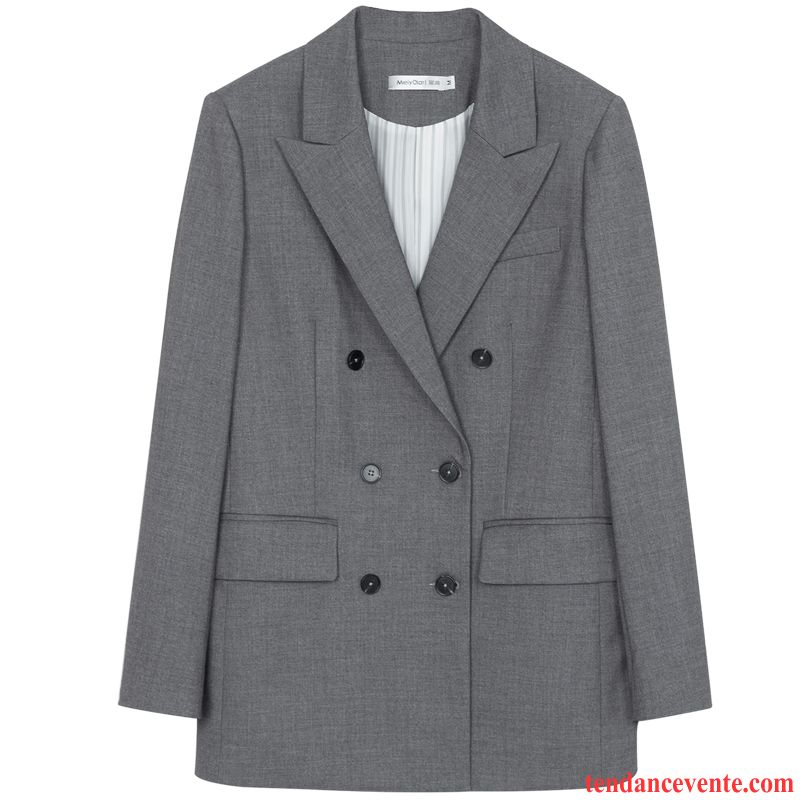 Blazer Femme Une Veste Tempérament Costume Mode L'automne Pardessus Rouge Gris