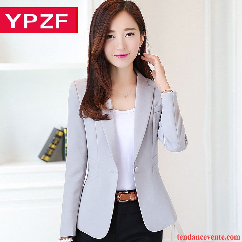 Blazer Habillée Femme Blazer Pardessus Tempérament Une Veste Femme Longues Tendance Slim L'automne Blé