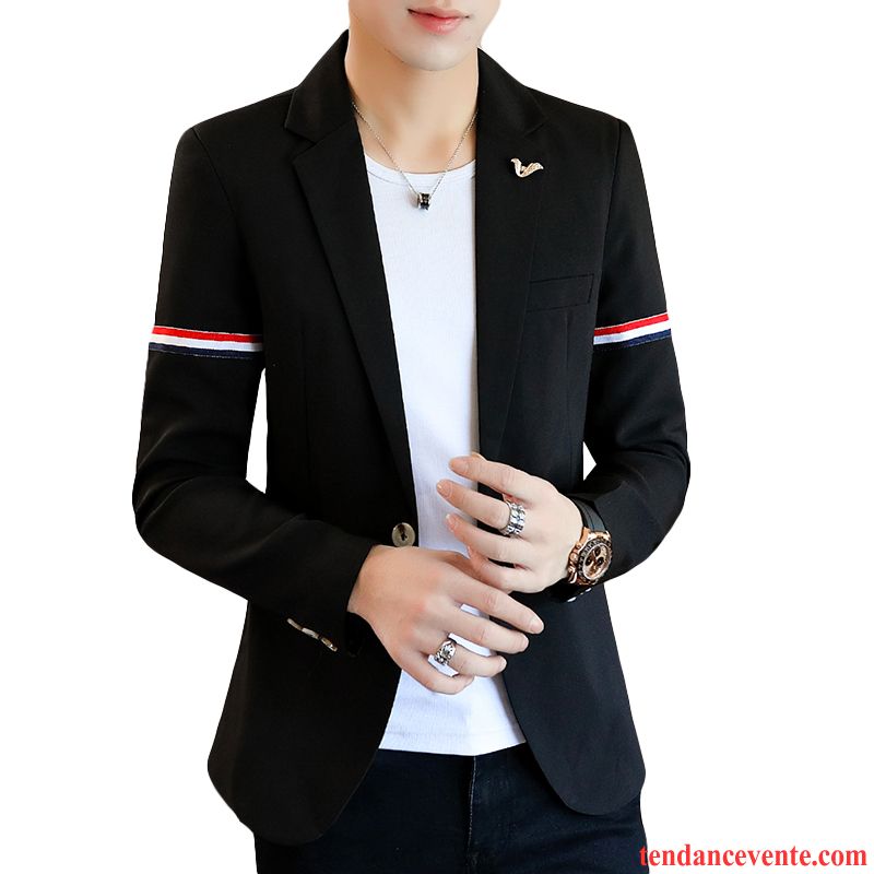 Blazer Homme Beau Costume Personnalité Une Veste Slim Bleu Noir