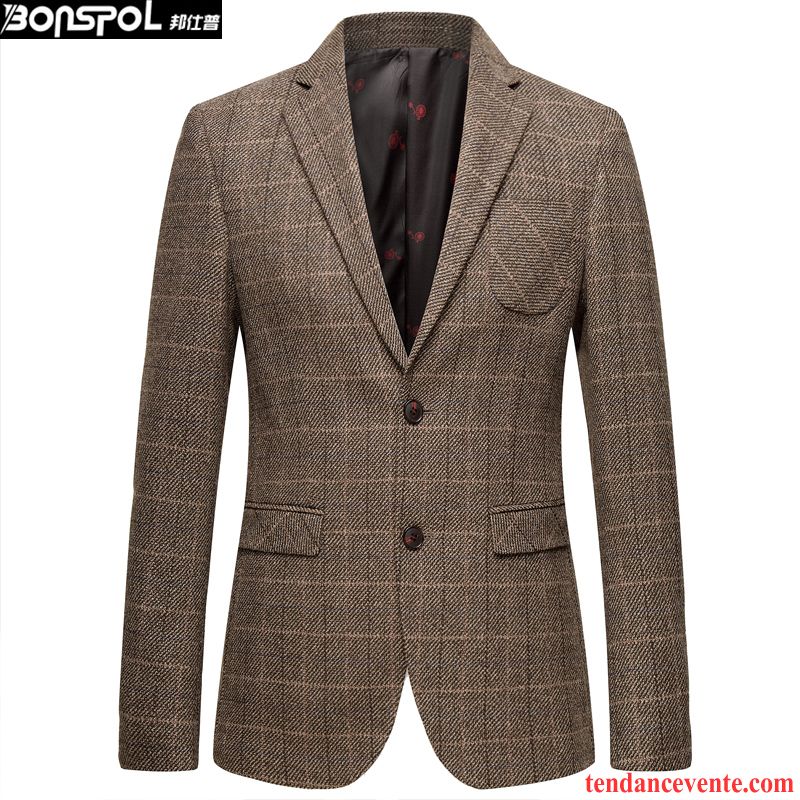 Blazer Homme Hiver Homme L'automne Pardessus Jeunesse Slim De Laine Costume Décontractée Tendance De Travail Pas Cher