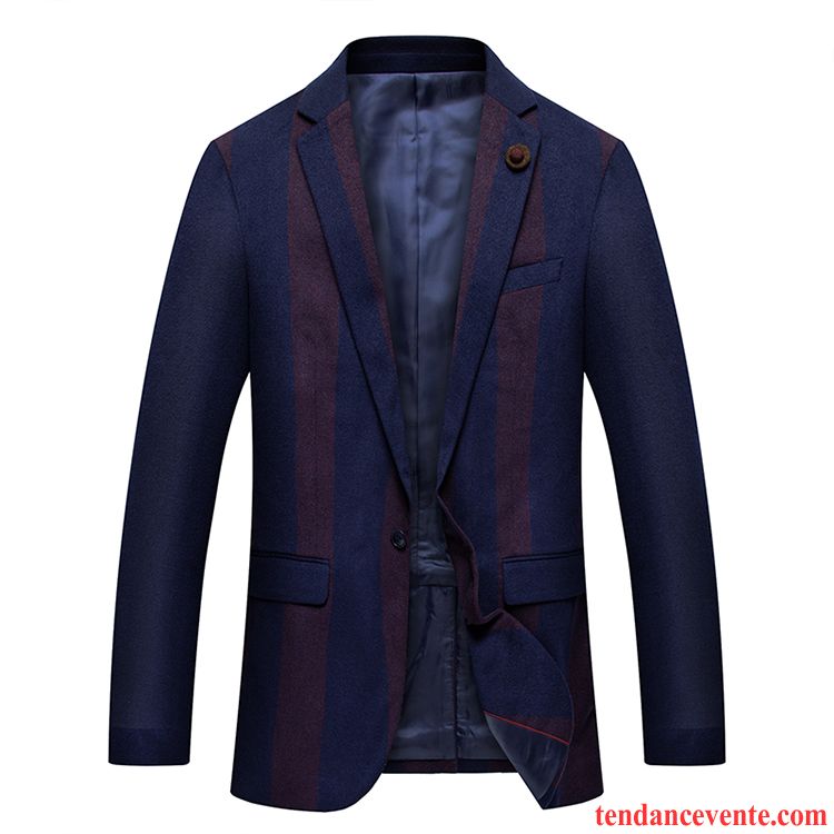 Blazer Homme Hiver Marque Épais L'automne Pardessus De Laine Rouge