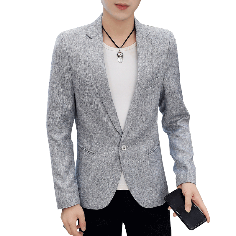 Blazer Homme Légère L'automne Pardessus Costume Slim Beau Gris Clair