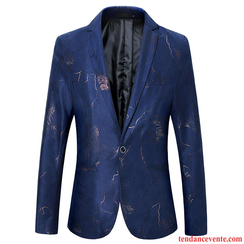 Blazer Homme Pardessus Costume Slim De Travail Une Veste Décontractée Bleu