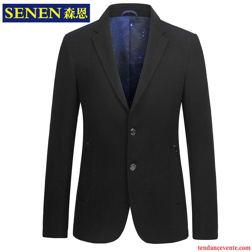 Blazer Homme Simili Cuir L'automne Homme Slim Costume Décontractée Une Veste Hiver De Travail La Laine Tendance Pardessus