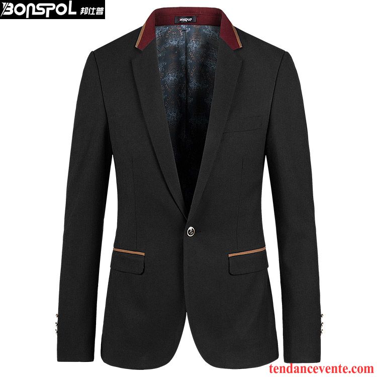 Blazer Trois Quart Homme L'automne Une Veste De Travail Jeunesse Slim Pardessus Décontractée Homme Costume Britanique