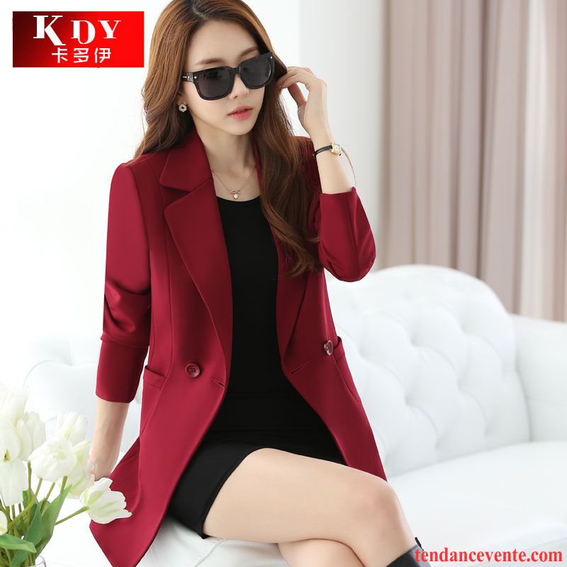 Blazers Blanches Femme Slim Femme Hiver Chauds Noir Pardessus Mode Renforcé L'automne Blazer Longue Écarlate Pas Cher