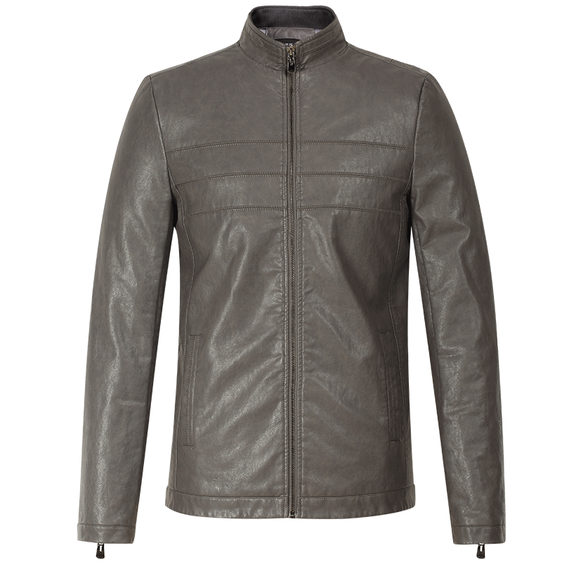 Blouson Cuir Homme Promo Simple Gris Court Jeunesse Cuir Printemps Homme Rétro Slim Pardessus Décontractée Veste Saphir