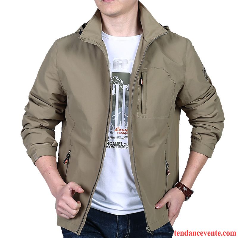 Blouson Cuir Homme Solde Une Veste Pardessus Homme Baggy Taillissime L'automne Printemps Décontractée Or