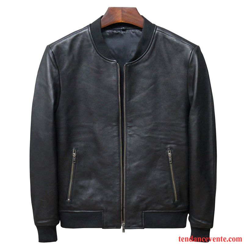 Blouson En Cuir Bleu Homme Homme Offre Spéciale Cuir Véritable Peau De Mouton Noir Clearance À Vendre Vêtements De Baseball Veste Slim Pardessus Cyan