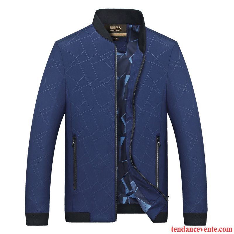 Blouson Homme Gris Légère Vêtements De Baseball Slim Homme Outwear Veste L'automne Tendance Pardessus Bleu Corail Soldes