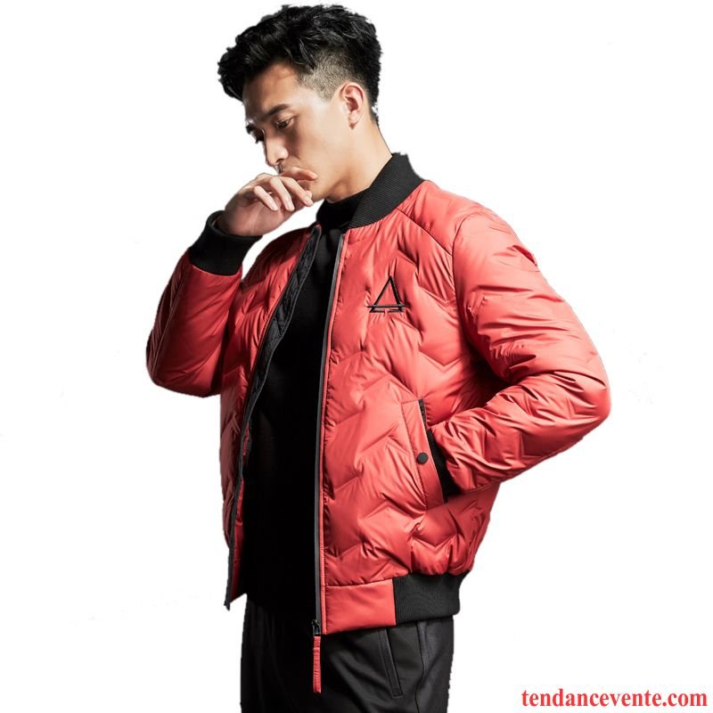 Blouson Matelassé Homme Pardessus Court Rouge Renforcé Homme Veste Taillissime Hiver Tendance Lumière