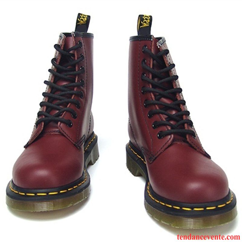 Boots Homme Daim Tendance Cuir Véritable Rouge Homme Fantaisie Angleterre Tous Les Assortis Hautes Chaussures De Travail Rétro Pensée