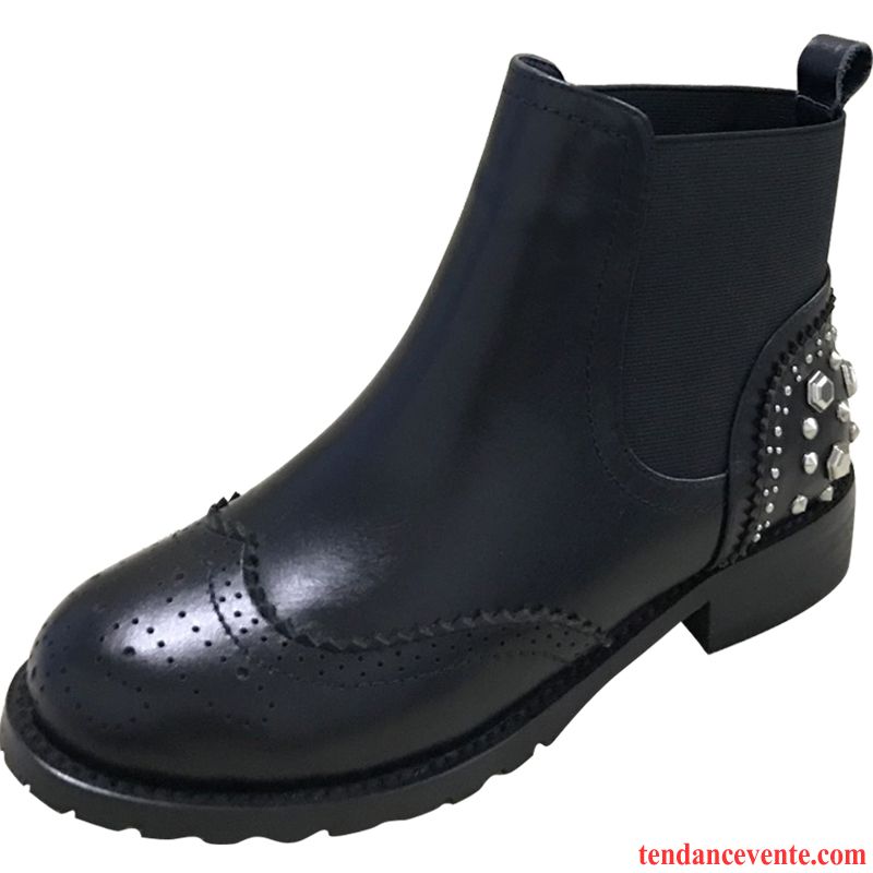 Bottes A Talon Noir Offre Spéciale Matelassé Femme L'automne Angleterre Hiver Plates Bisque