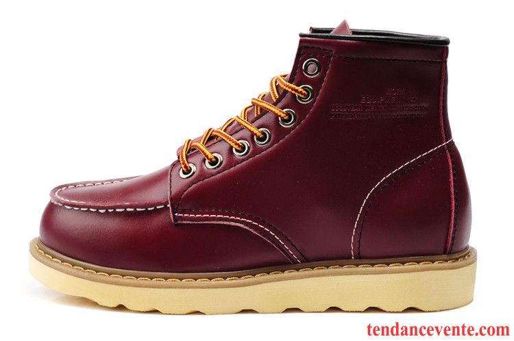 Bottes Caoutchouc Homme Homme Tous Les Assortis Chaussures De Travail Angleterre Printemps Cuir Véritable Tendance Derbies Hautes Jaune