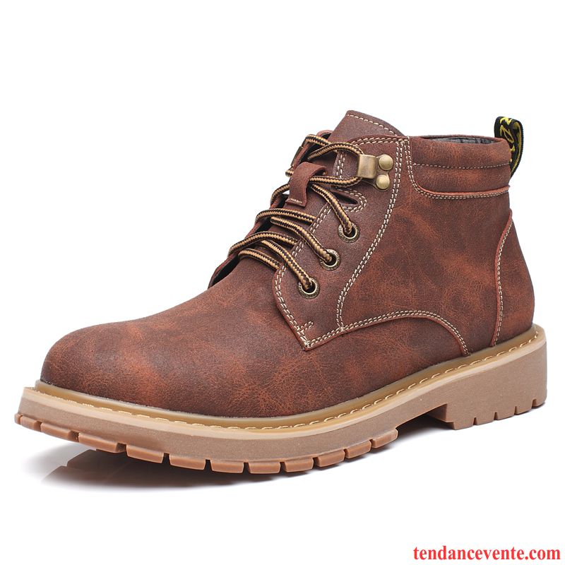 Bottes Chaude Homme Chauds Matelassé Angleterre Tendance Plus De Velours Chaussures De Travail Homme Hiver Pensée