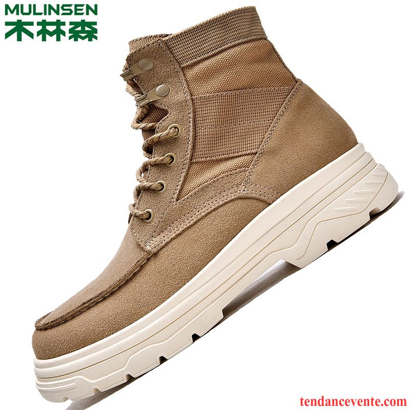 Bottes En Cuir Montante Tous Les Assortis Bureau Tendance Homme L'automne Angleterre Pas Cher