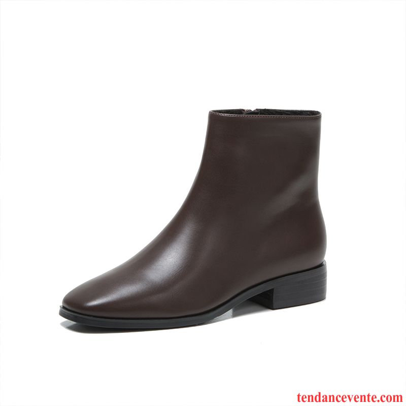 Bottes Femme Angleterre Plates Courte Tous Les Assortis Épais L'automne Rouge Marron