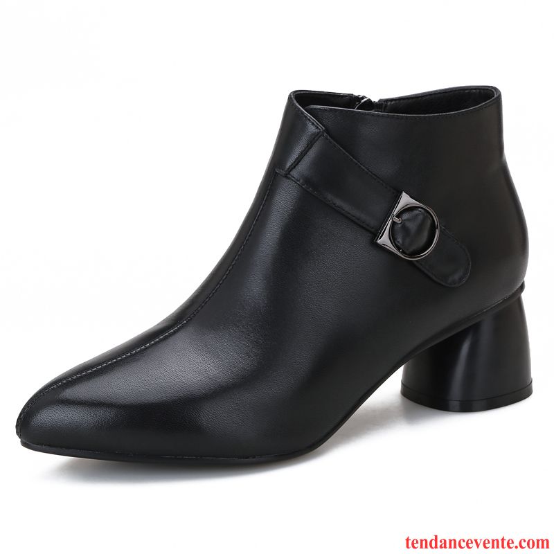 Bottes Femme L'automne Bottes Courtes Hiver Chaussures En Coton Europe Épais Noir