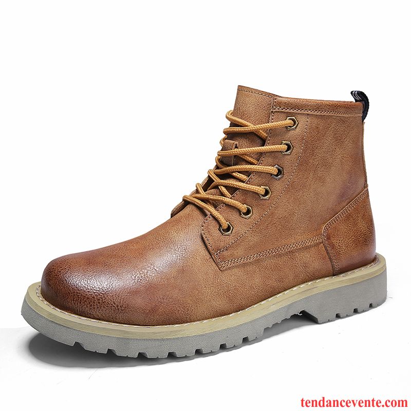 Bottes Hautes Pour Homme Angleterre Bureau En Cuir Imperméable Homme Hautes Décontractée Tendance Tous Les Assortis