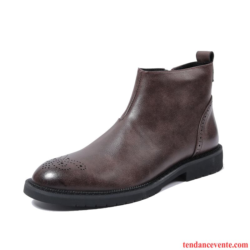 Bottes Homme Angleterre Bottes Martin Tous Les Assortis Décontractée En Cuir Cuir Véritable Marron