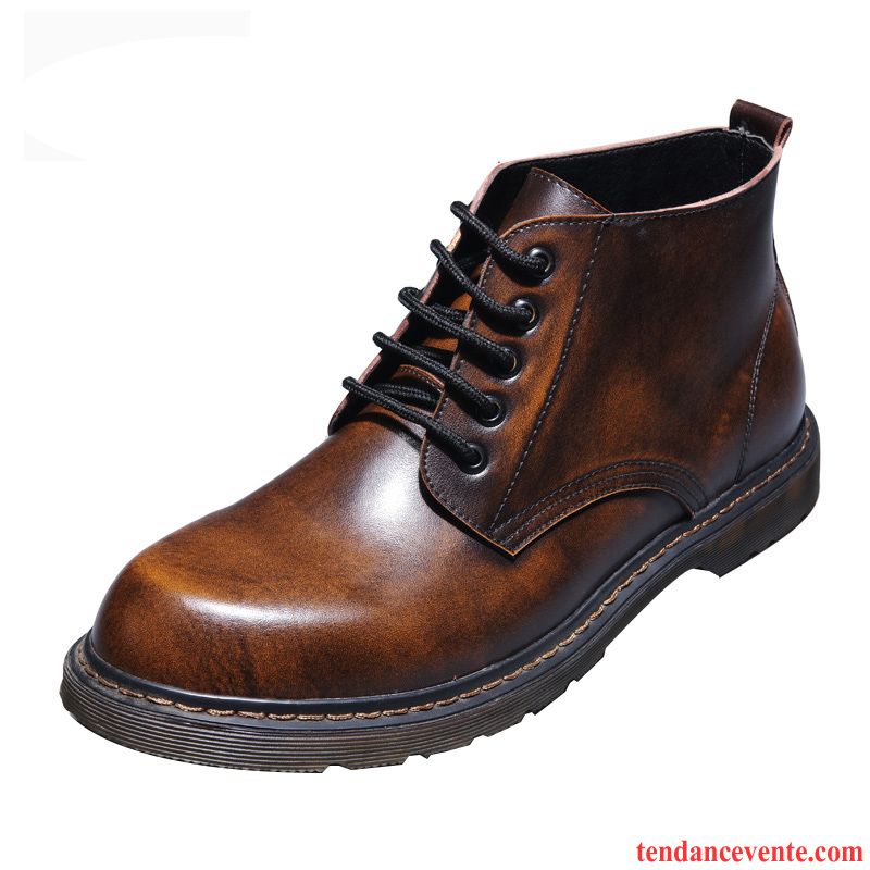 Bottes Homme Angleterre Tendance Bureau Hautes Bottes Courtes Décontractée Brun