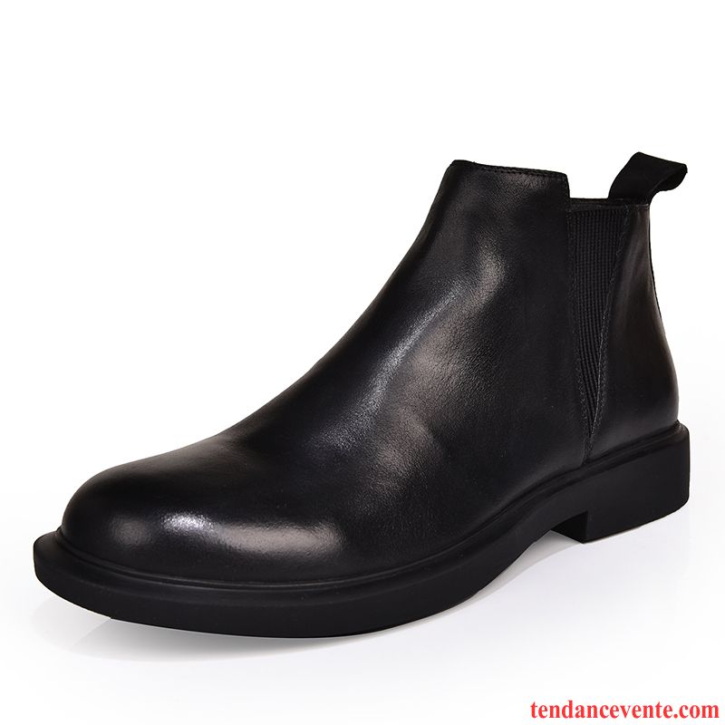 Bottes Homme Bottes Courtes Tendance L'automne Rétro Angleterre Plus De Velours Noir