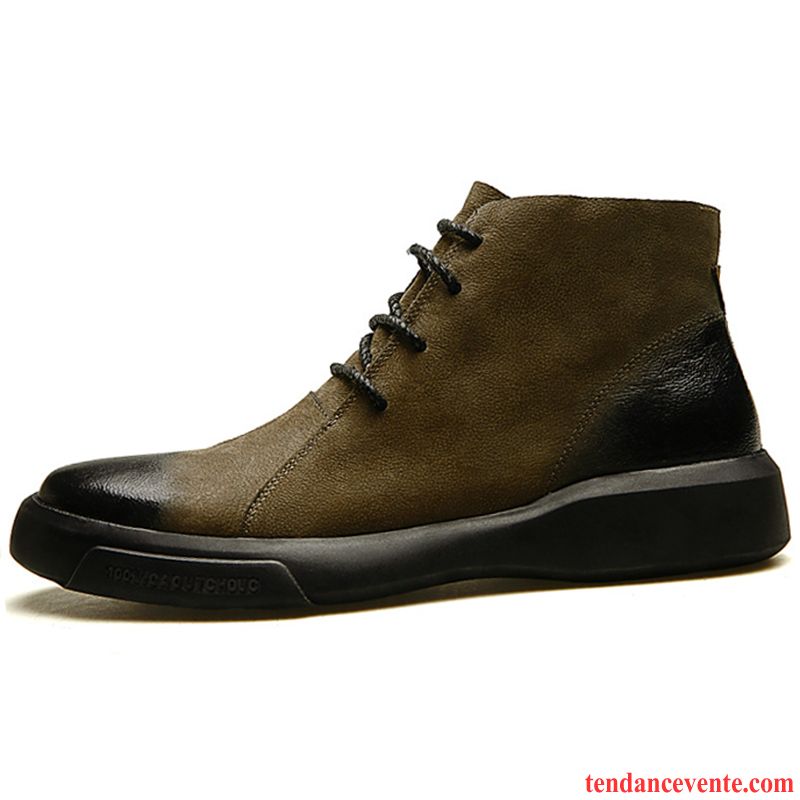 Bottes Homme Bottes Martin Chauds Bottes Courtes L'automne Rétro Cuir Véritable