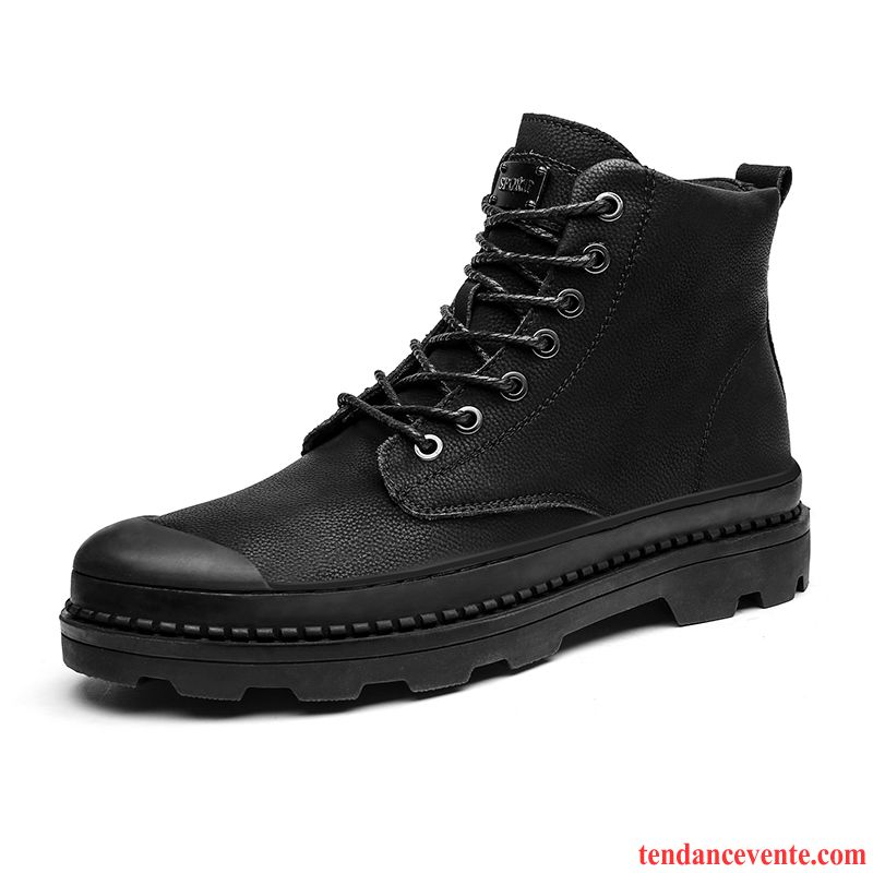 Bottes Homme Bureau Bottes Martin Bottes Courtes Matelassé Angleterre Chaussures En Coton Noir