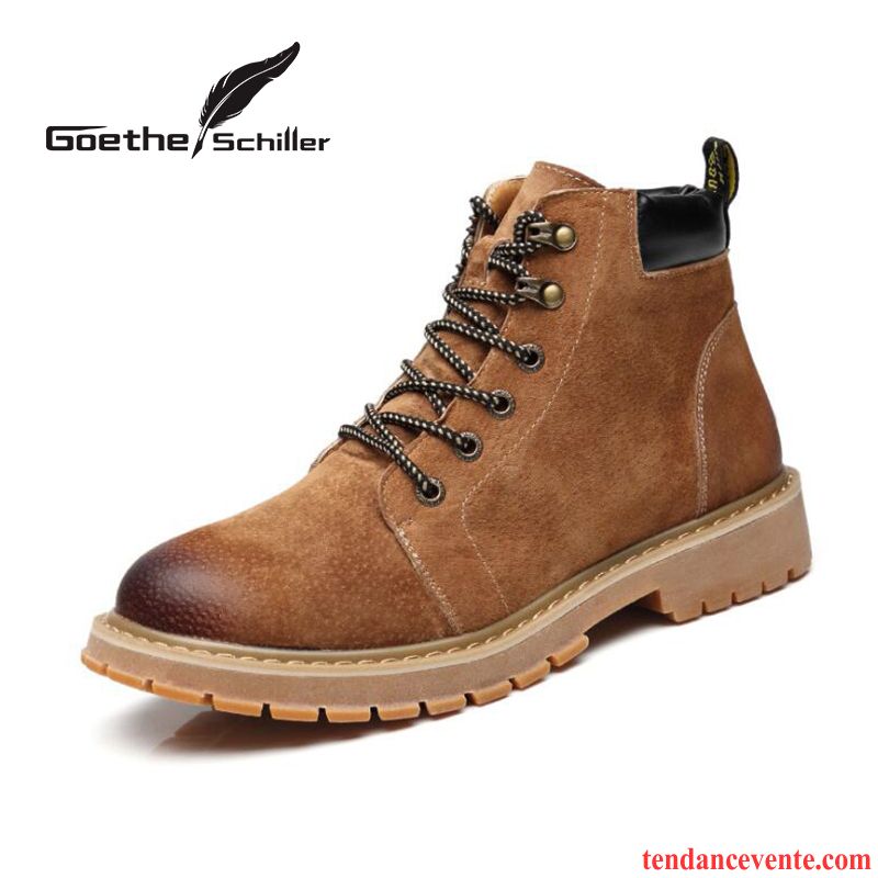 Bottes Homme Bureau Cuir Véritable Angleterre Rétro Hiver Fantaisie Marron