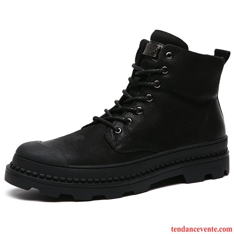 Bottes Homme Hautes Angleterre Chaussures En Coton Tendance Hiver Bottes Martin Noir