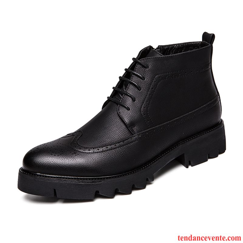 Bottes Homme Hautes Bottes Martin Respirant Derbies Tendance En Cuir Noir