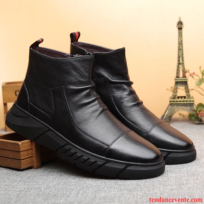 Bottes Homme Personnalité Bottes Martin L'automne Décontractée Hautes Mocassins Noir