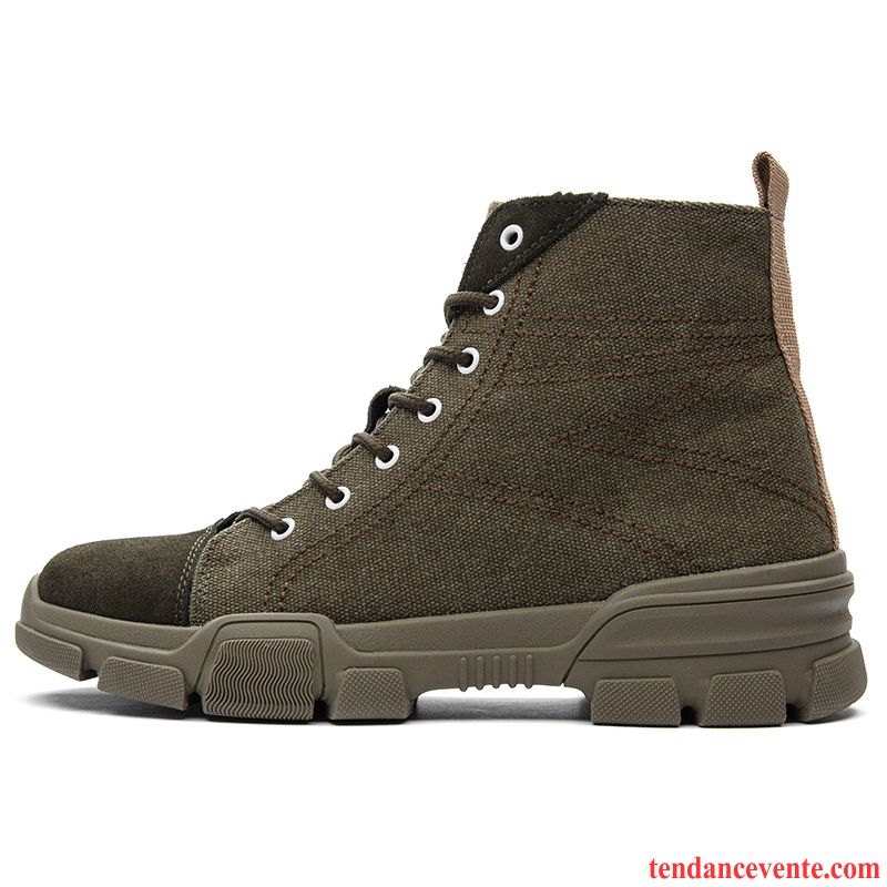 Bottes Homme Semelle Épaisse Tendance Porter Bottes Martin Angleterre Tous Les Assortis Vert