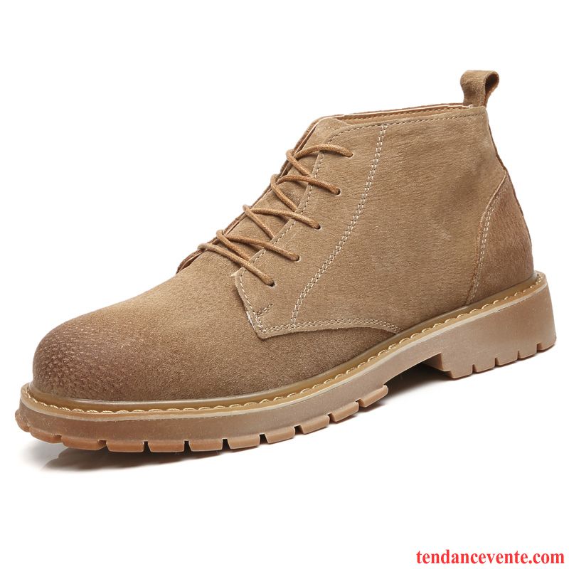 Bottes Homme Tous Les Assortis Hautes Angleterre Cuir Véritable Chaussures De Travail Bottes Martin Jaune