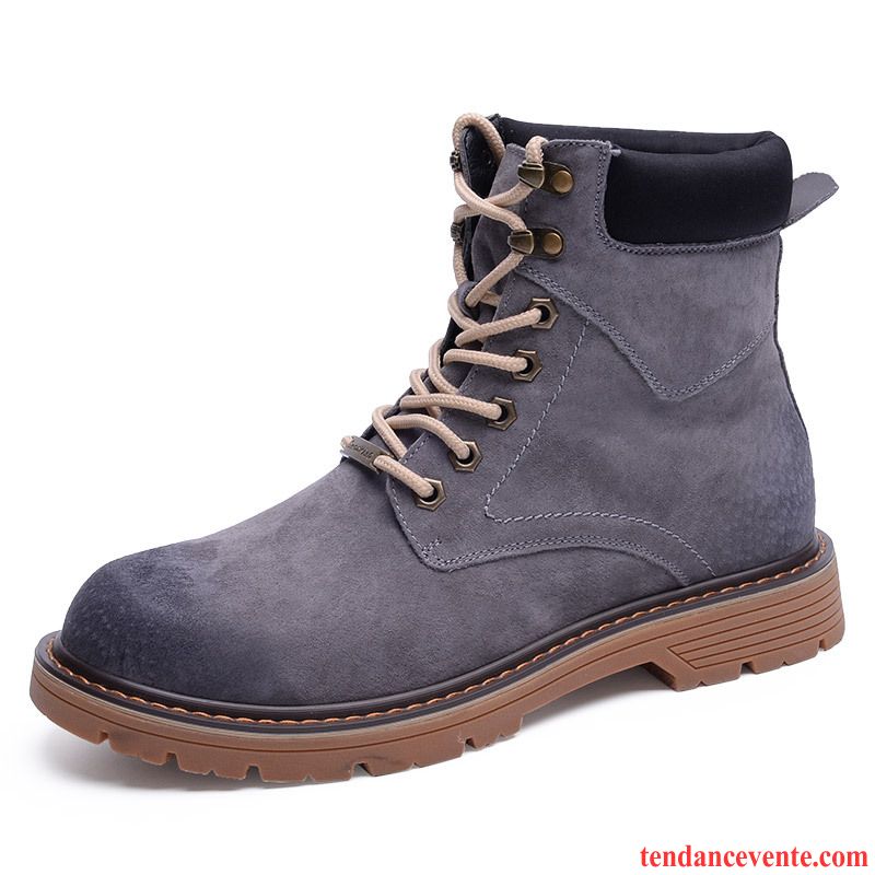 Bottes Marron Homme Rétro Tendance Homme Gris De Plein Air Angleterre Hautes Été Chaussures De Travail