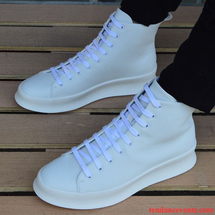 Bottes Rouge Homme Cuir Véritable Décontractée Mode Homme Angleterre Tendance Augmenté Hautes Blanc Chaussures De Skate