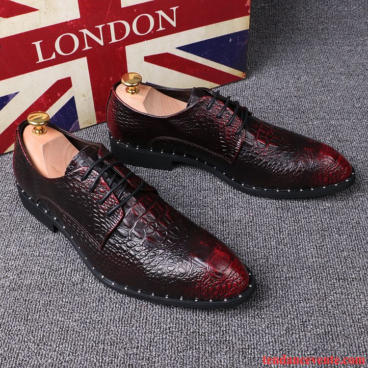 Bottines D Été Homme Tendance Homme Rouge Crocodile Rétro Entreprise Personnalité Augmenté Pointe Pointue Pas Cher